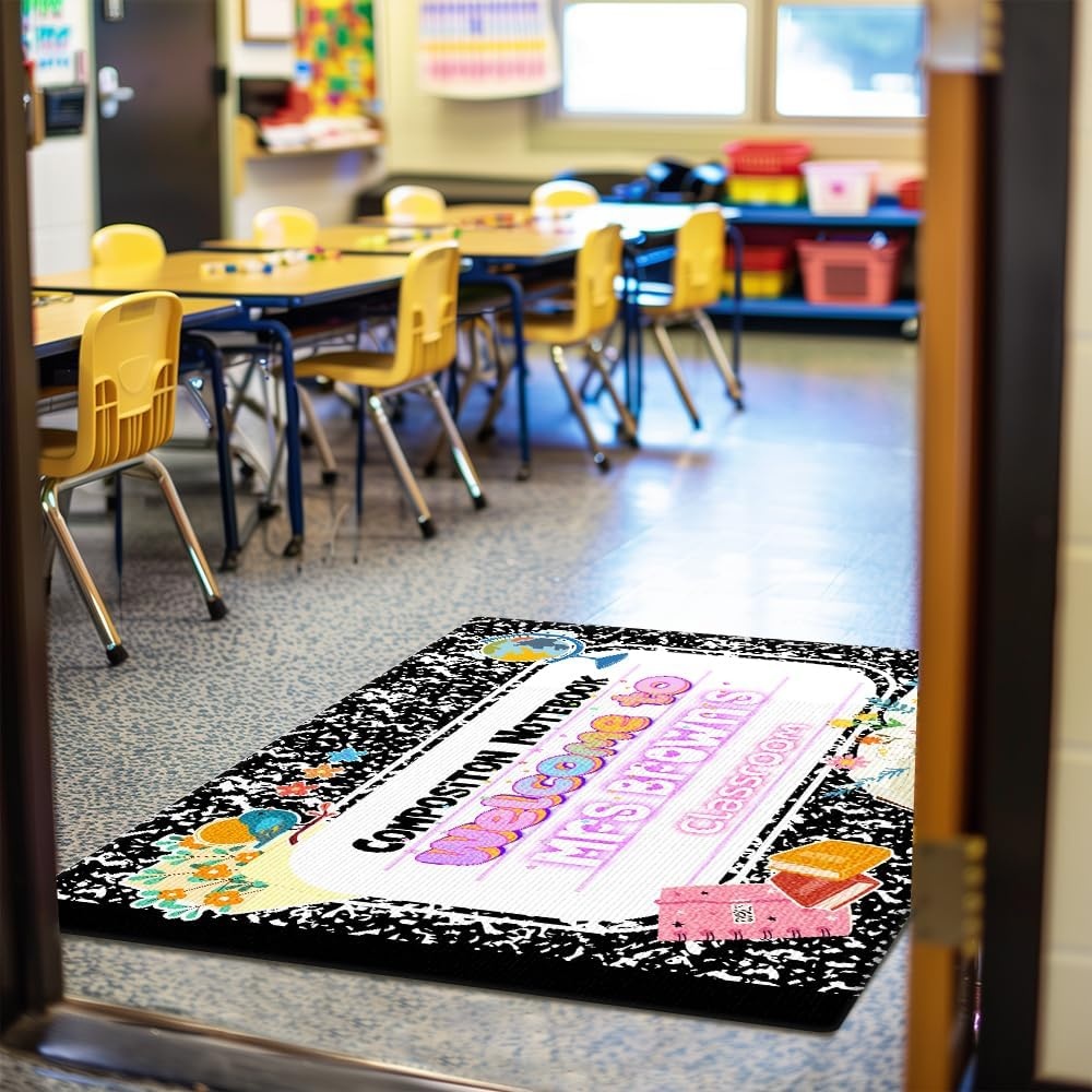 image:imageClassroom Welcome Doormat Custom Class Mat Classroom Door Mat Cute Composition Notebook Classroom Mat Doormat Clasroom Decor for Indoor Outdooor Teacher GiftsLovely Notebook
