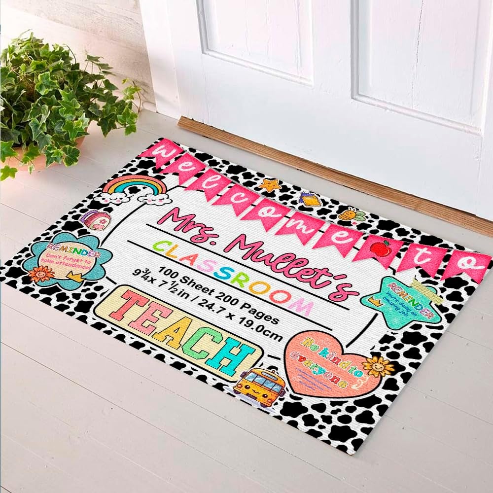 image:imageClassroom Welcome Doormat Custom Class Mat Classroom Door Mat Cute Composition Notebook Classroom Mat Doormat Clasroom Decor for Indoor Outdooor Teacher GiftsNotebookds05