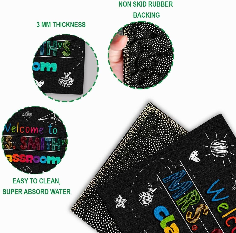 image:imageClassroom Welcome Doormat Custom Class Mat Classroom Door Mat Cute Composition Notebook Classroom Mat Doormat Clasroom Decor for Indoor Outdooor Teacher GiftsBlack Mats02