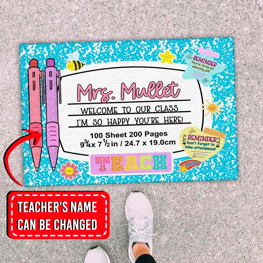 image:imageClassroom Welcome Doormat Custom Class Mat Classroom Door Mat Cute Composition Notebook Classroom Mat Doormat Clasroom Decor for Indoor Outdooor Teacher GiftsNotebookblue