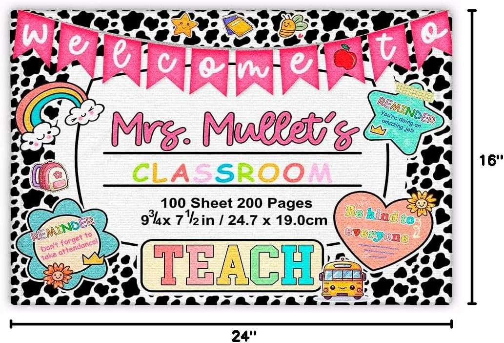 image:imageClassroom Welcome Doormat Custom Class Mat Classroom Door Mat Cute Composition Notebook Classroom Mat Doormat Clasroom Decor for Indoor Outdooor Teacher GiftsNotebookds05
