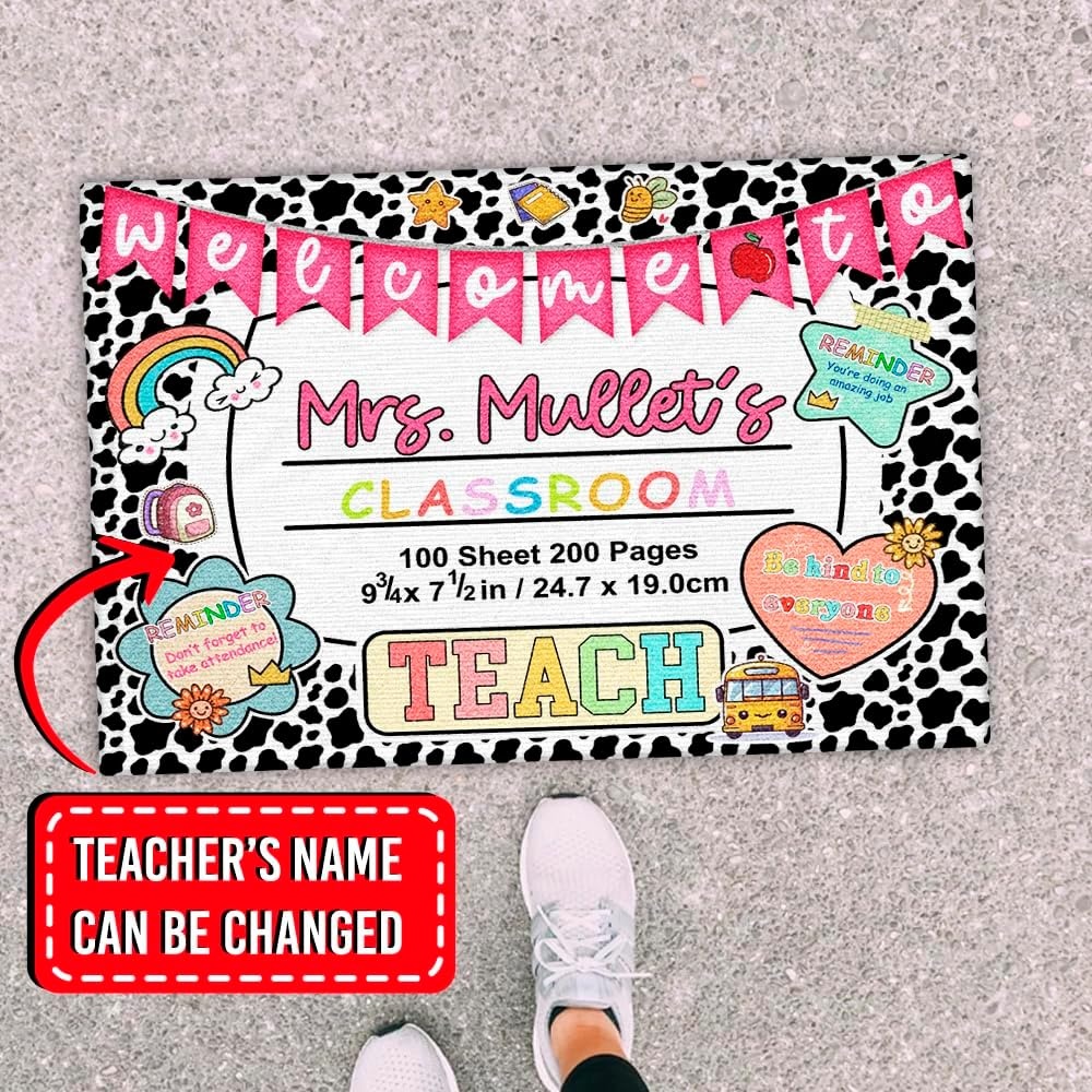 image:imageClassroom Welcome Doormat Custom Class Mat Classroom Door Mat Cute Composition Notebook Classroom Mat Doormat Clasroom Decor for Indoor Outdooor Teacher GiftsNotebookds05