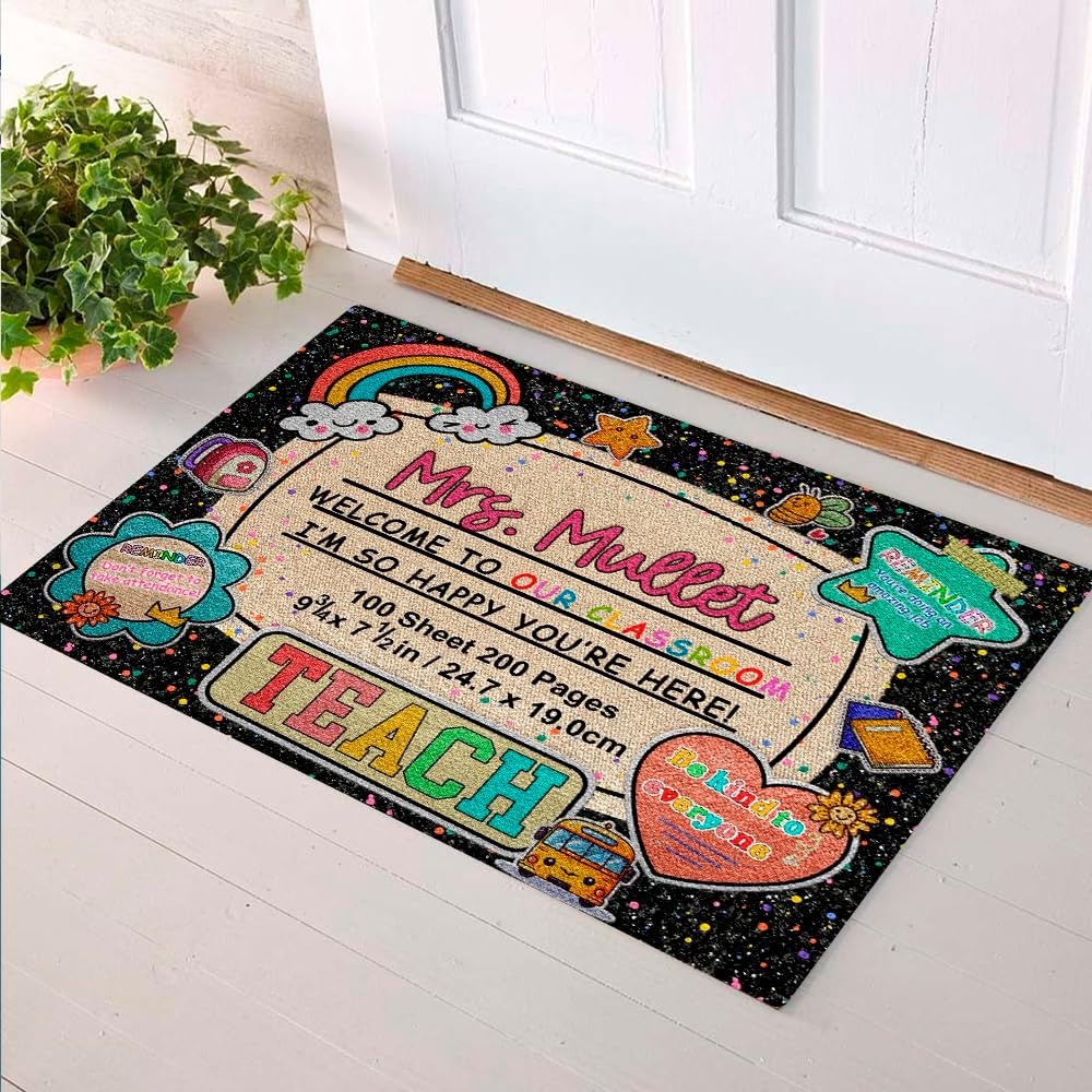 image:imageClassroom Welcome Doormat Custom Class Mat Classroom Door Mat Cute Composition Notebook Classroom Mat Doormat Clasroom Decor for Indoor Outdooor Teacher GiftsNotebookstyle01