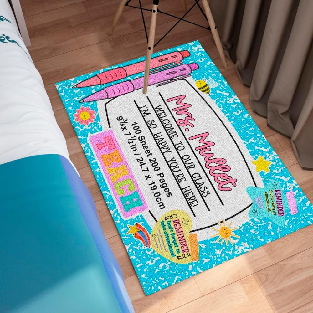 image:imageClassroom Welcome Doormat Custom Class Mat Classroom Door Mat Cute Composition Notebook Classroom Mat Doormat Clasroom Decor for Indoor Outdooor Teacher GiftsNotebookblue