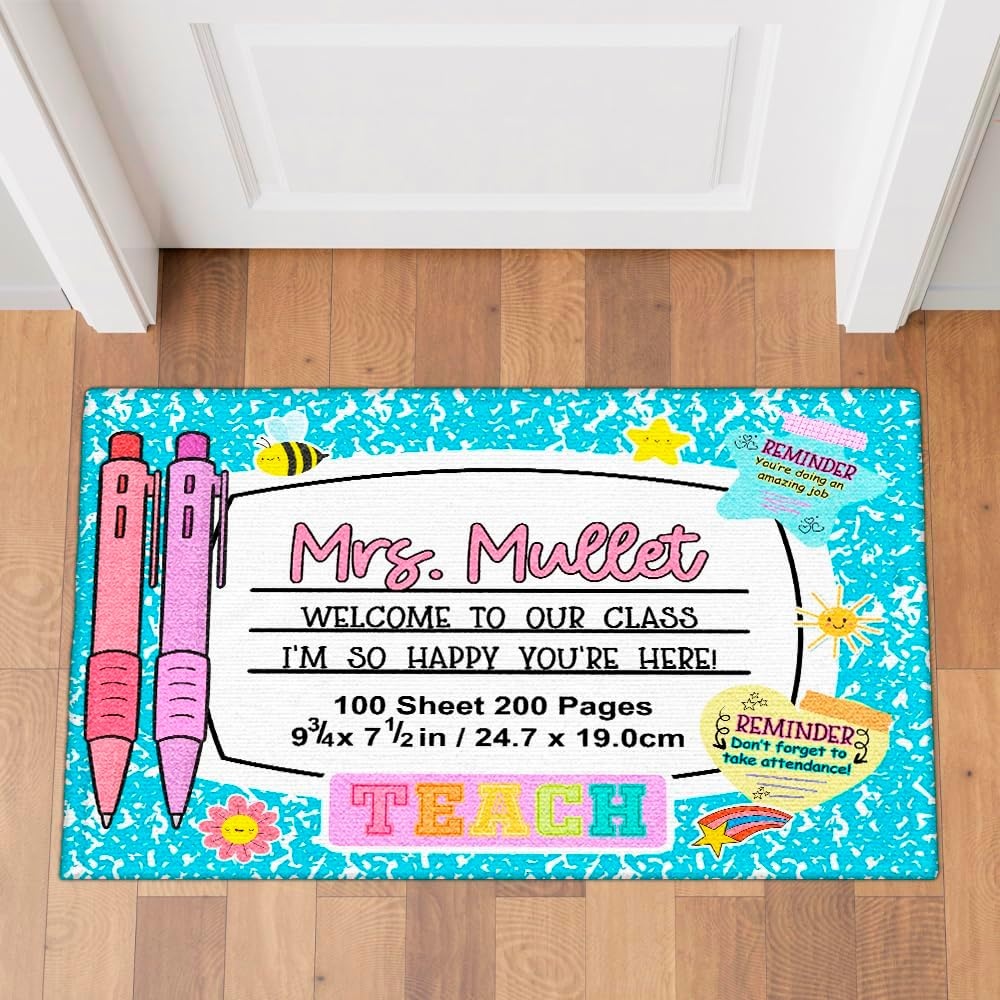 image:imageClassroom Welcome Doormat Custom Class Mat Classroom Door Mat Cute Composition Notebook Classroom Mat Doormat Clasroom Decor for Indoor Outdooor Teacher GiftsNotebookblue
