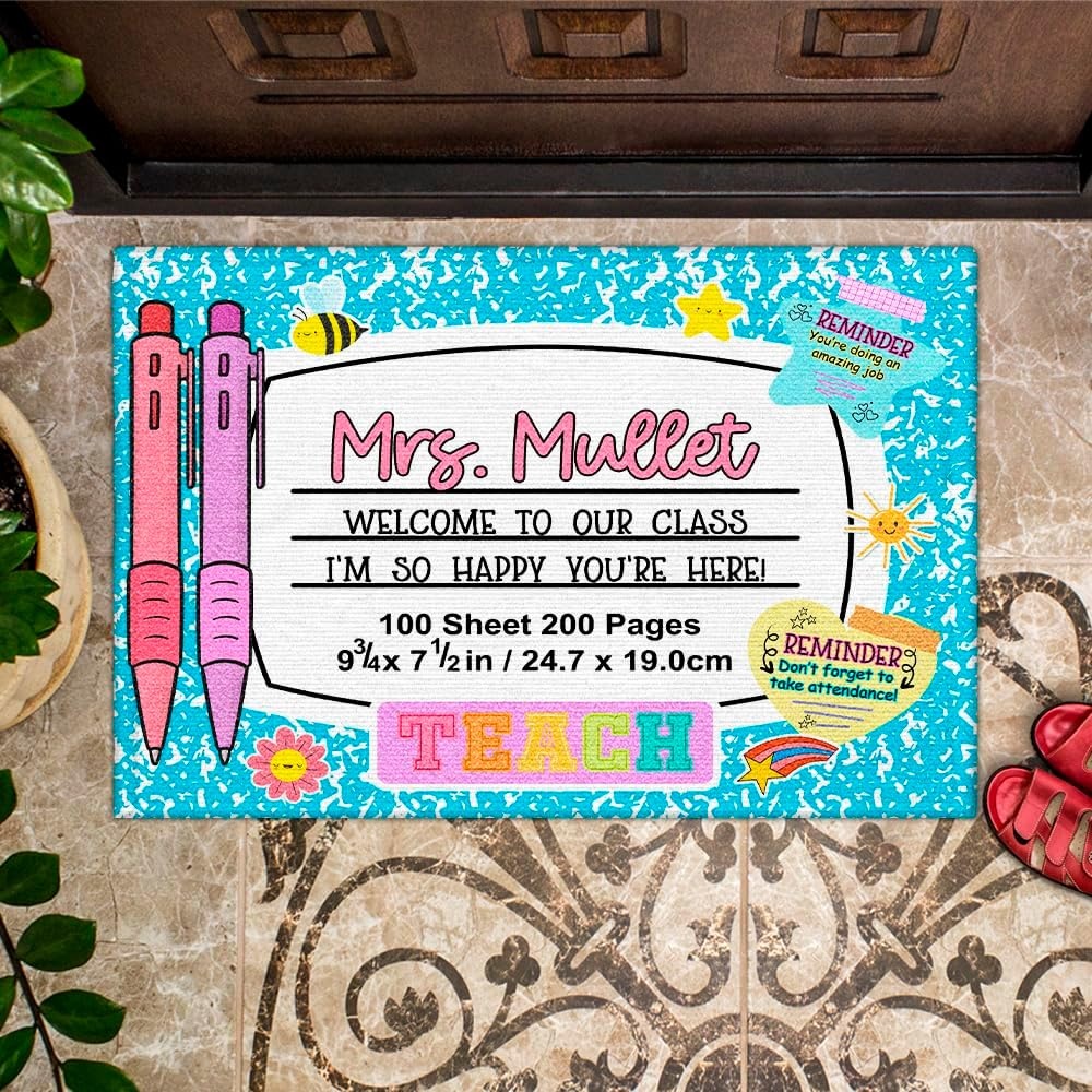 image:imageClassroom Welcome Doormat Custom Class Mat Classroom Door Mat Cute Composition Notebook Classroom Mat Doormat Clasroom Decor for Indoor Outdooor Teacher GiftsNotebookblue
