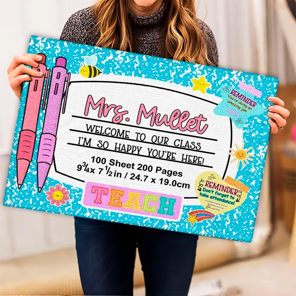 image:imageClassroom Welcome Doormat Custom Class Mat Classroom Door Mat Cute Composition Notebook Classroom Mat Doormat Clasroom Decor for Indoor Outdooor Teacher GiftsNotebookblue