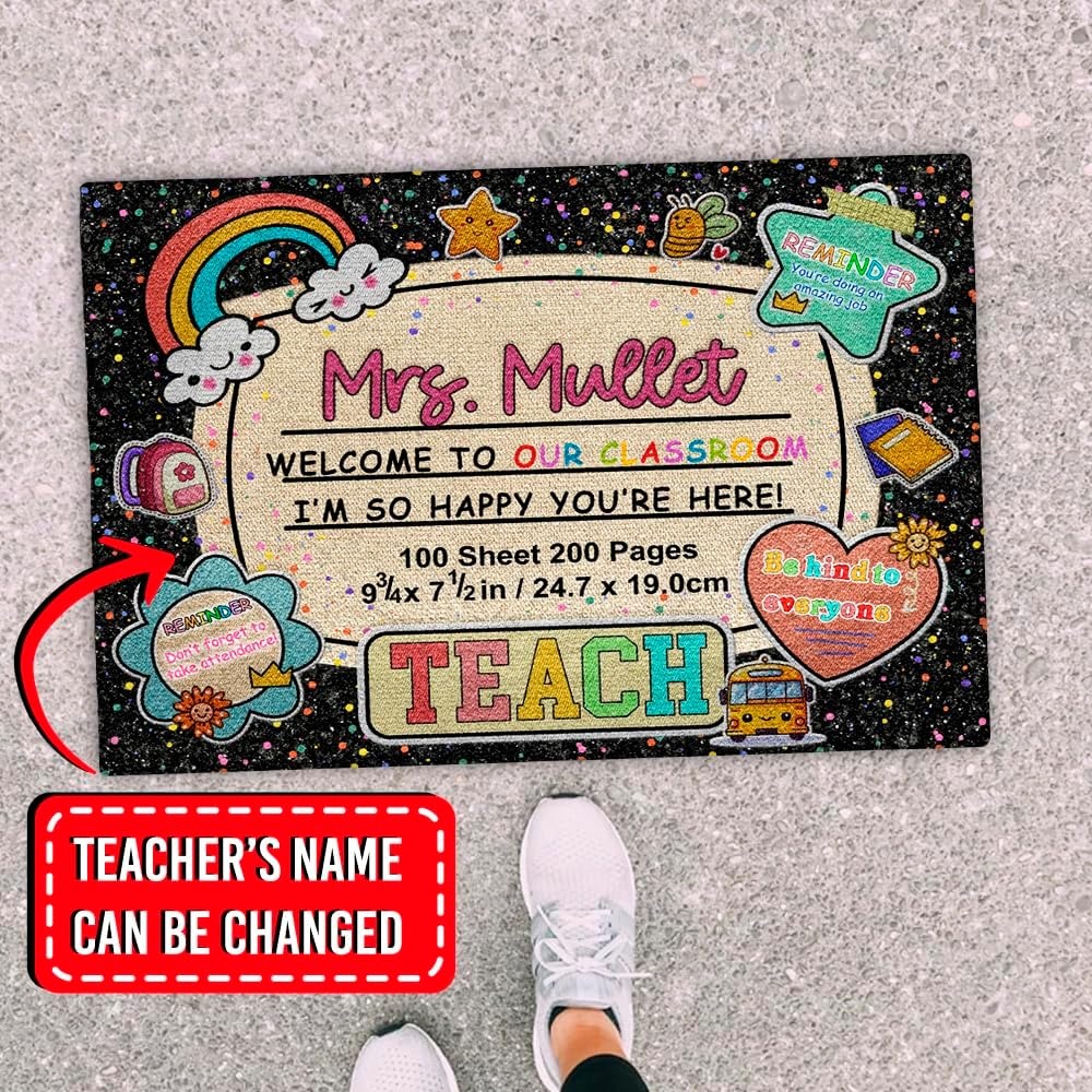 image:imageClassroom Welcome Doormat Custom Class Mat Classroom Door Mat Cute Composition Notebook Classroom Mat Doormat Clasroom Decor for Indoor Outdooor Teacher GiftsNotebookstyle01