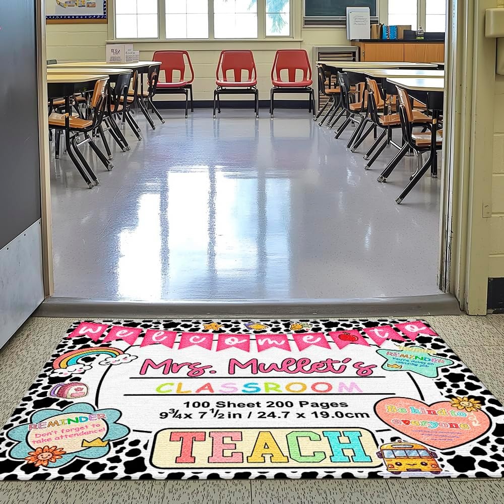 image:imageClassroom Welcome Doormat Custom Class Mat Classroom Door Mat Cute Composition Notebook Classroom Mat Doormat Clasroom Decor for Indoor Outdooor Teacher GiftsNotebookds05