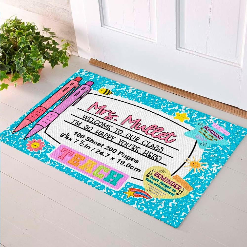 image:imageClassroom Welcome Doormat Custom Class Mat Classroom Door Mat Cute Composition Notebook Classroom Mat Doormat Clasroom Decor for Indoor Outdooor Teacher GiftsNotebookblue