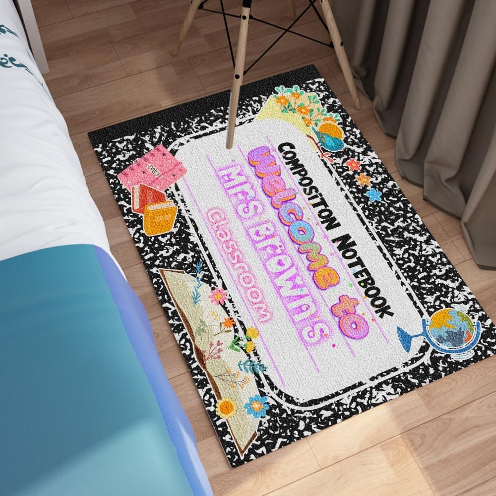 image:imageClassroom Welcome Doormat Custom Class Mat Classroom Door Mat Cute Composition Notebook Classroom Mat Doormat Clasroom Decor for Indoor Outdooor Teacher GiftsLovely Notebook