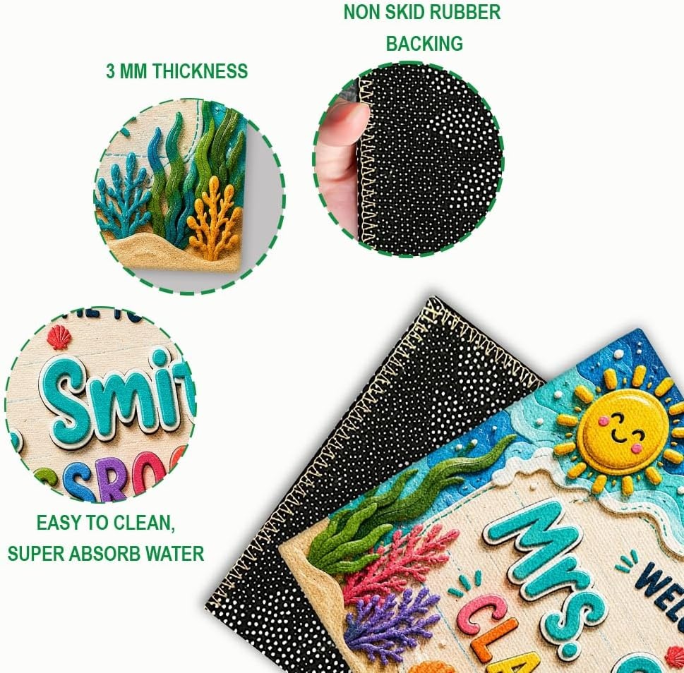 image:imagePersonalized Classroom Doormat 3D Effect Doormat for Classroom Decor Custom Notebook Floor Mat Back to School Door Mat for Preschool Elementary Teacher Gift5