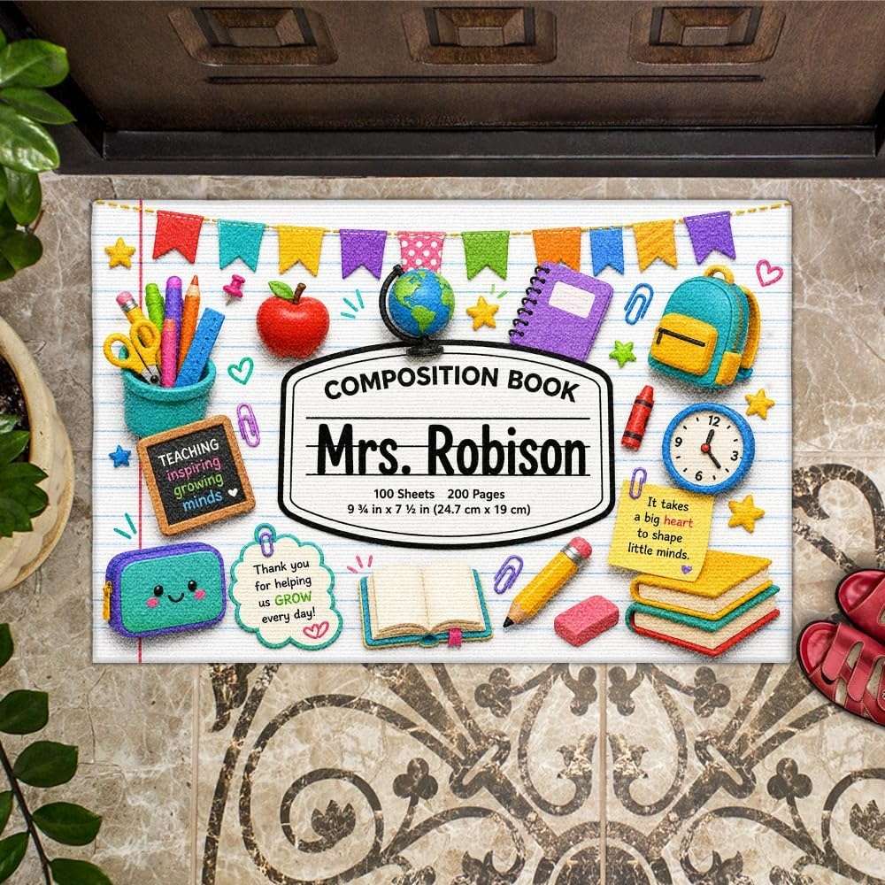 image:imagePersonalized Classroom Doormat 3D Effect Doormat for Classroom Decor Custom Notebook Floor Mat Back to School Door Mat for Preschool Elementary Teacher Gift4