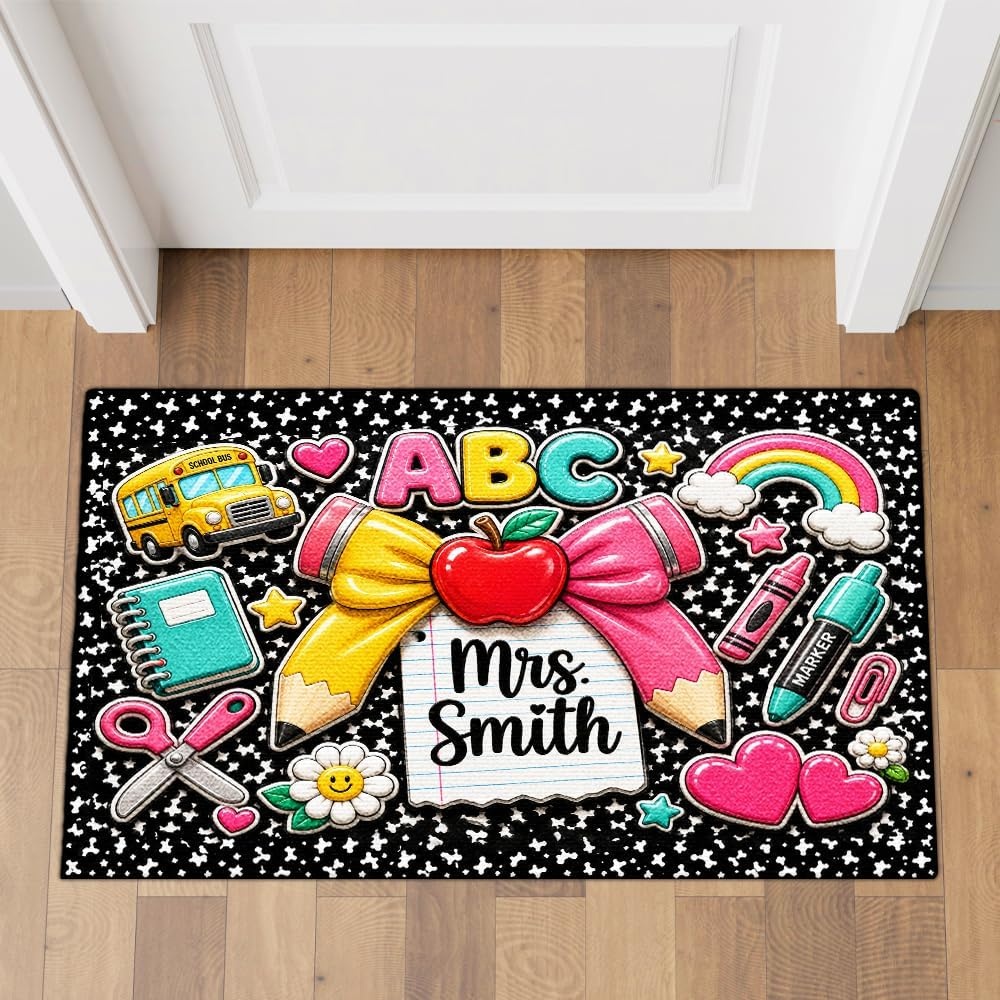 image:imagePersonalized Classroom Doormat 3D Effect Doormat for Classroom Decor Custom Notebook Floor Mat Back to School Door Mat for Preschool Elementary Teacher Gift8