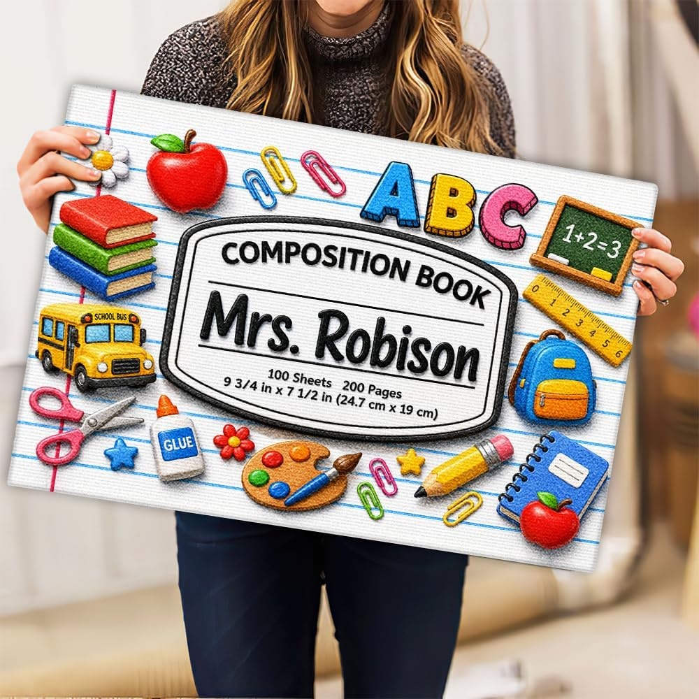 image:imagePersonalized Classroom Doormat 3D Effect Doormat for Classroom Decor Custom Notebook Floor Mat Back to School Door Mat for Preschool Elementary Teacher Gift7