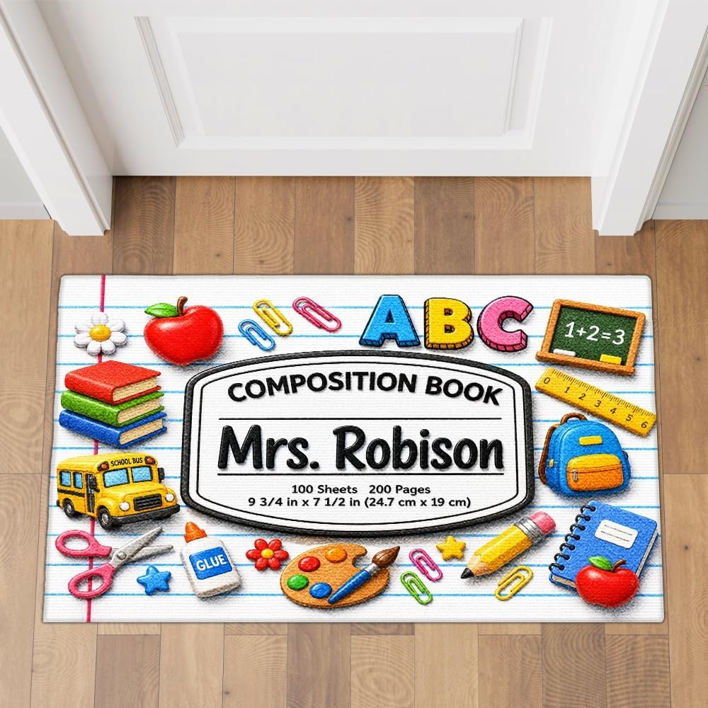 image:imagePersonalized Classroom Doormat 3D Effect Doormat for Classroom Decor Custom Notebook Floor Mat Back to School Door Mat for Preschool Elementary Teacher Gift7