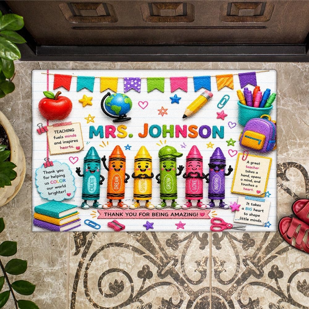 image:imagePersonalized Classroom Doormat 3D Effect Doormat for Classroom Decor Custom Notebook Floor Mat Back to School Door Mat for Preschool Elementary Teacher Gift2