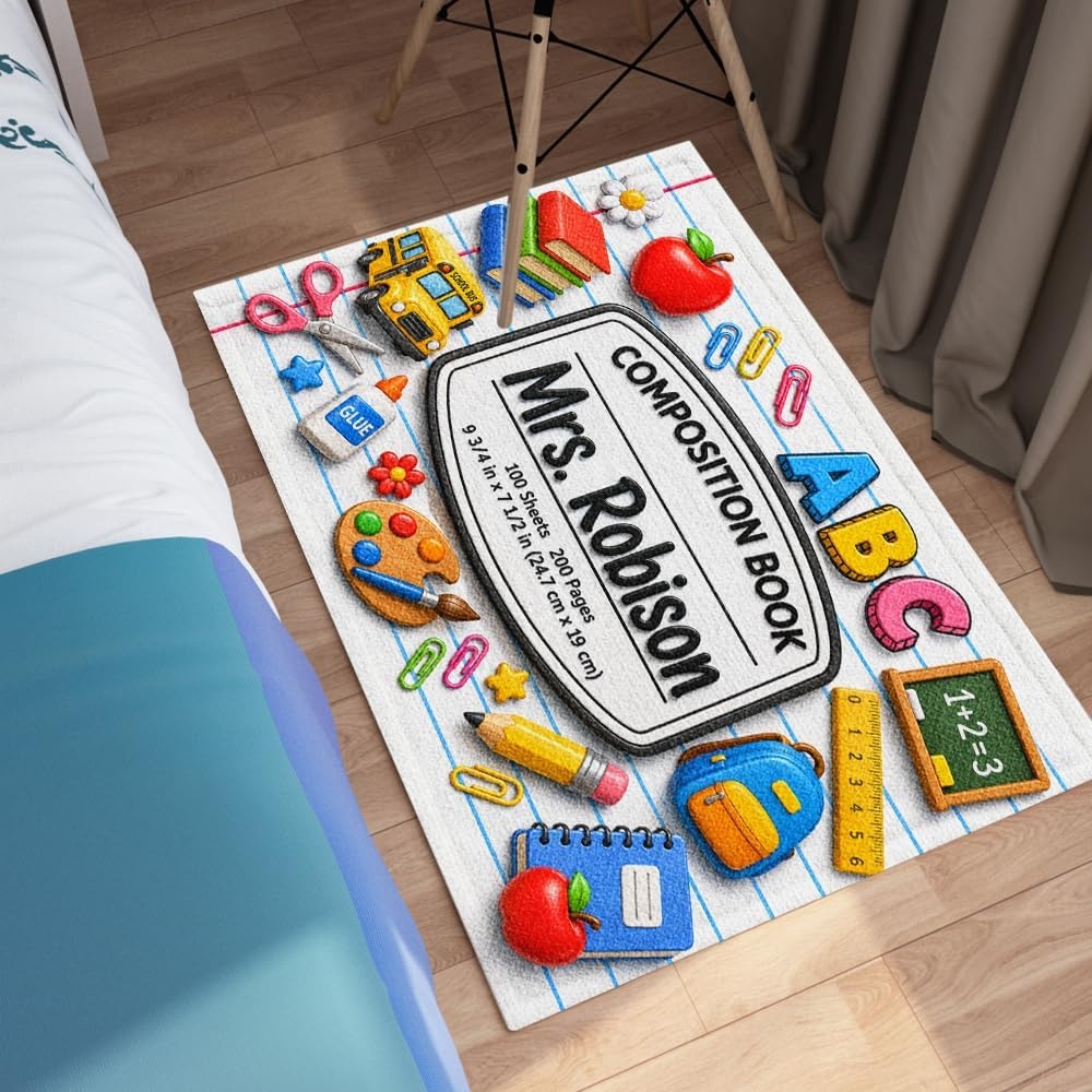 image:imagePersonalized Classroom Doormat 3D Effect Doormat for Classroom Decor Custom Notebook Floor Mat Back to School Door Mat for Preschool Elementary Teacher Gift7