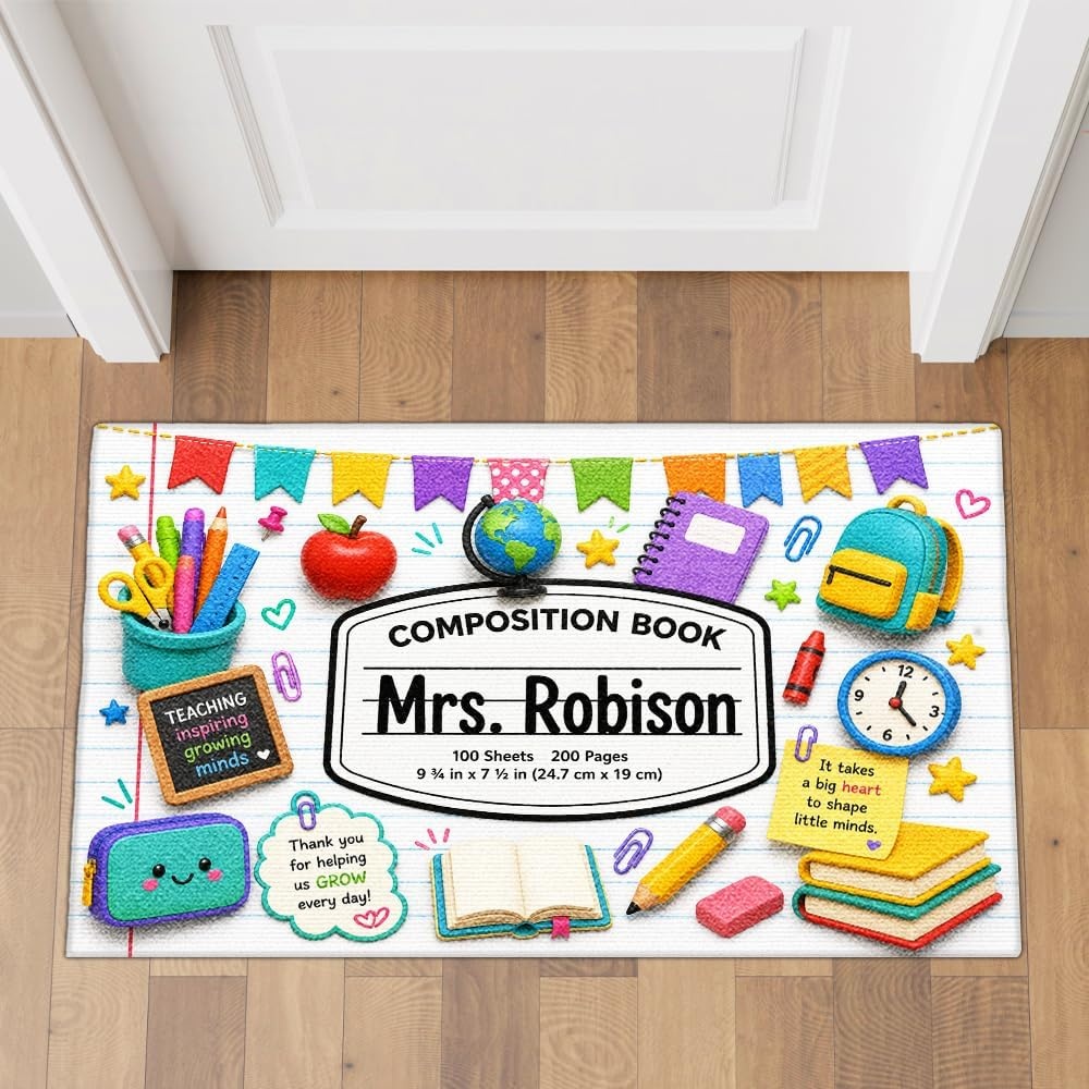 image:imagePersonalized Classroom Doormat 3D Effect Doormat for Classroom Decor Custom Notebook Floor Mat Back to School Door Mat for Preschool Elementary Teacher Gift4