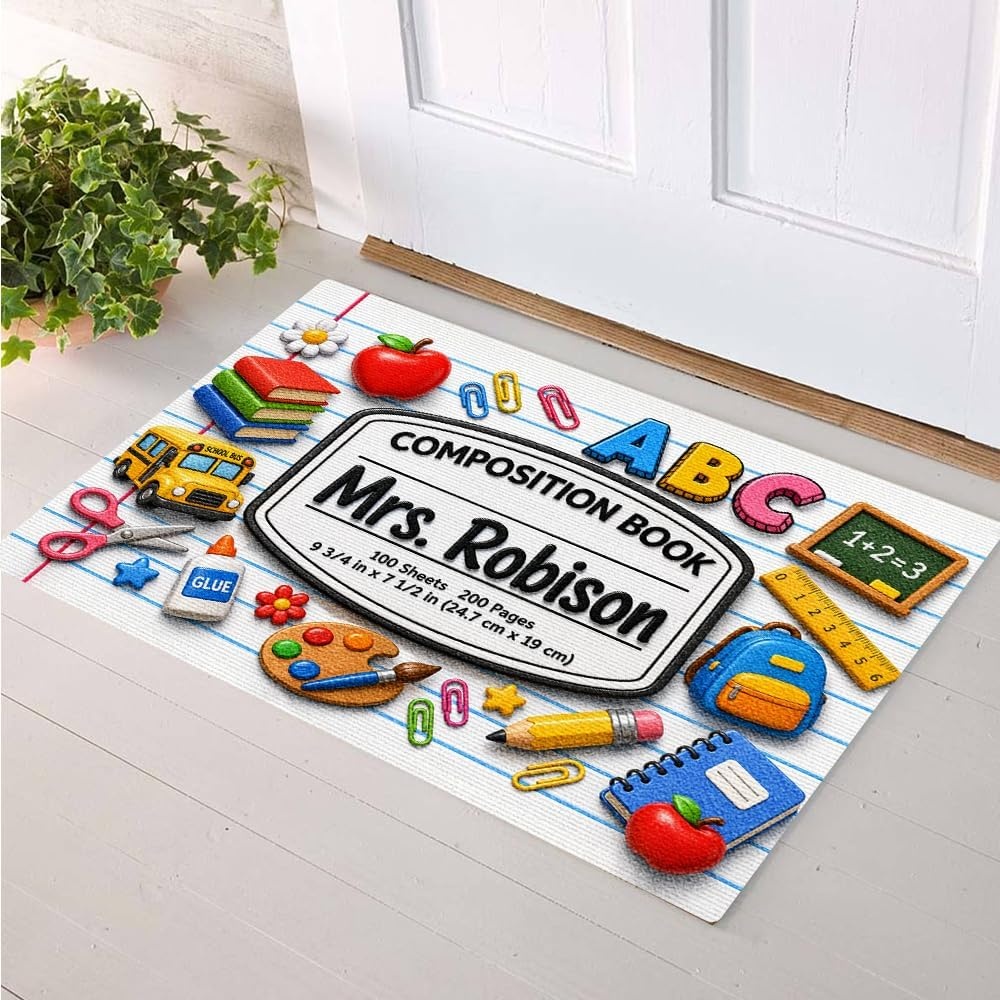 image:imagePersonalized Classroom Doormat 3D Effect Doormat for Classroom Decor Custom Notebook Floor Mat Back to School Door Mat for Preschool Elementary Teacher Gift7