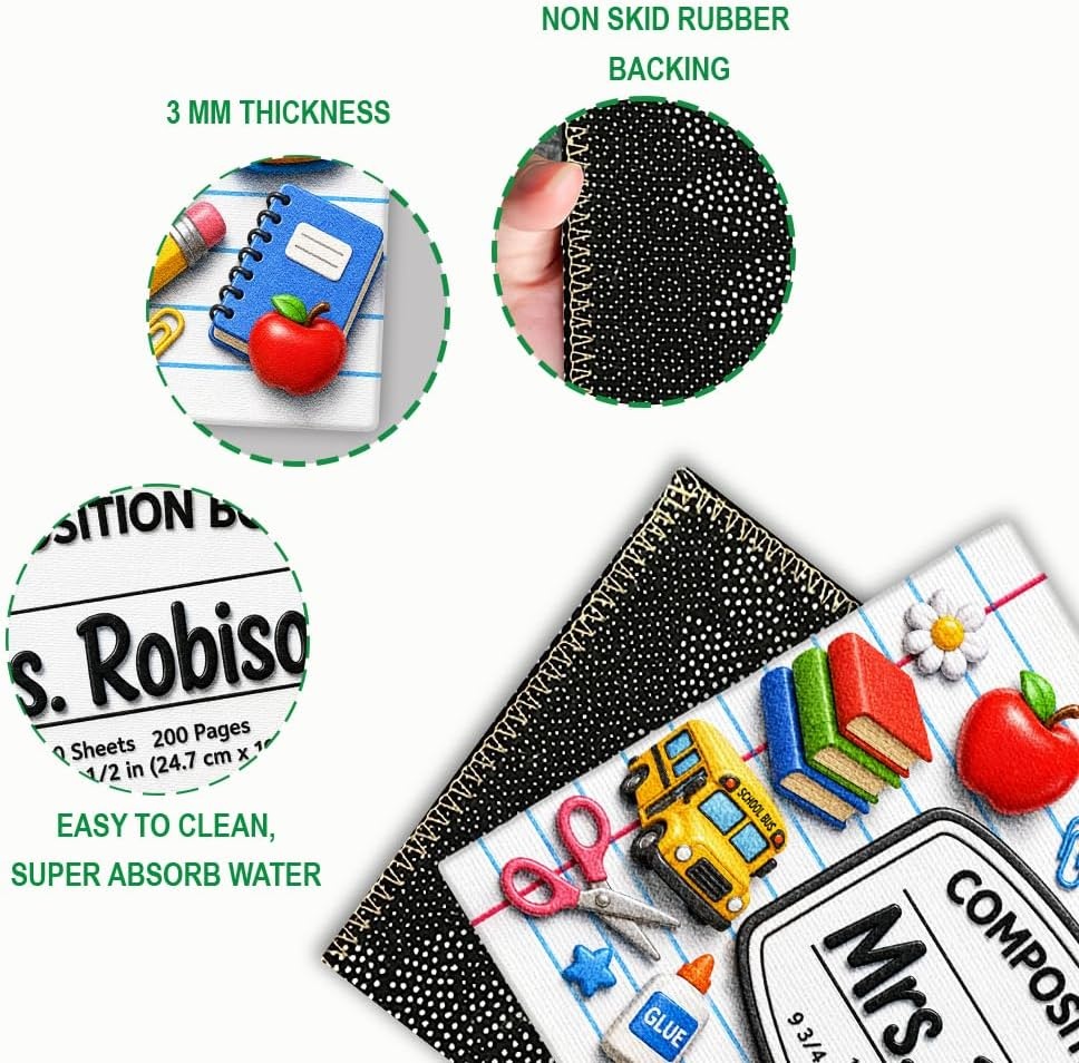 image:imagePersonalized Classroom Doormat 3D Effect Doormat for Classroom Decor Custom Notebook Floor Mat Back to School Door Mat for Preschool Elementary Teacher Gift7