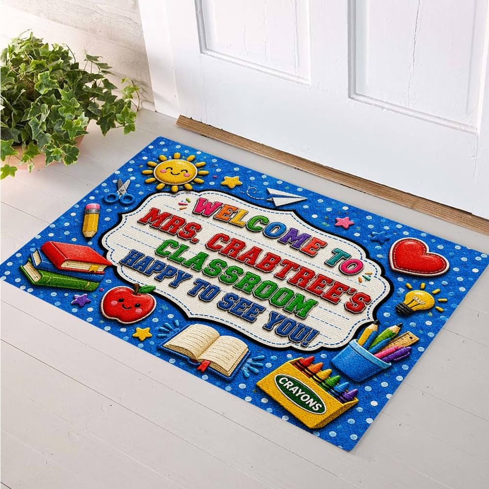 image:imagePersonalized Classroom Doormat 3D Effect Doormat for Classroom Decor Custom Notebook Floor Mat Back to School Door Mat for Preschool Elementary Teacher Gift9