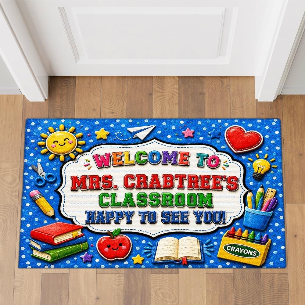 image:imagePersonalized Classroom Doormat 3D Effect Doormat for Classroom Decor Custom Notebook Floor Mat Back to School Door Mat for Preschool Elementary Teacher Gift9