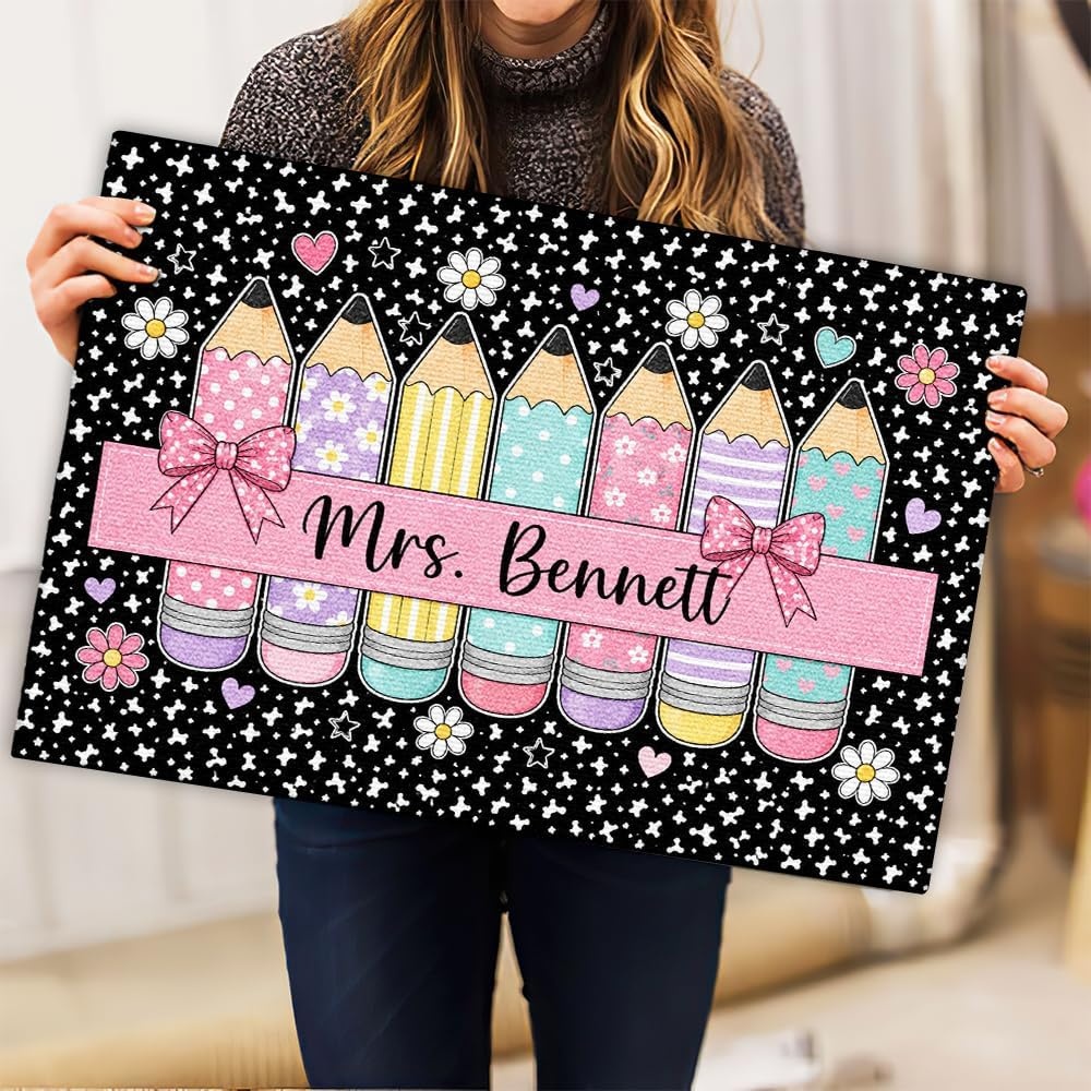 image:imagePersonalized Classroom Doormat 3D Effect Doormat for Classroom Decor Custom Notebook Floor Mat Back to School Door Mat for Preschool Elementary Teacher Gift3