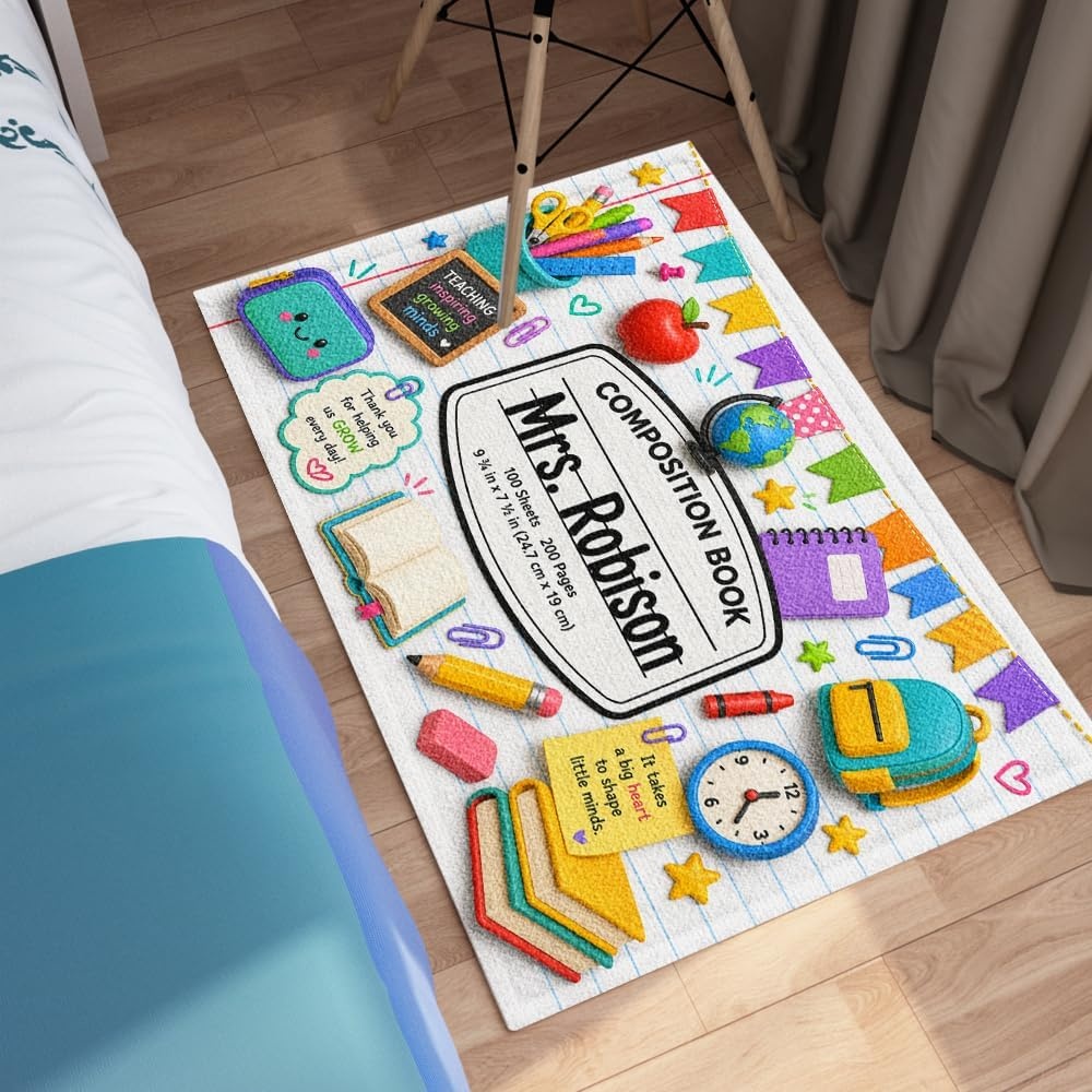image:imagePersonalized Classroom Doormat 3D Effect Doormat for Classroom Decor Custom Notebook Floor Mat Back to School Door Mat for Preschool Elementary Teacher Gift4