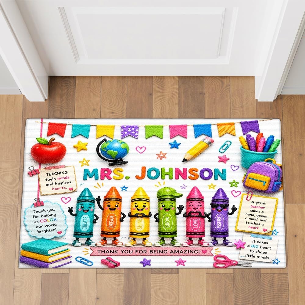 image:imagePersonalized Classroom Doormat 3D Effect Doormat for Classroom Decor Custom Notebook Floor Mat Back to School Door Mat for Preschool Elementary Teacher Gift2