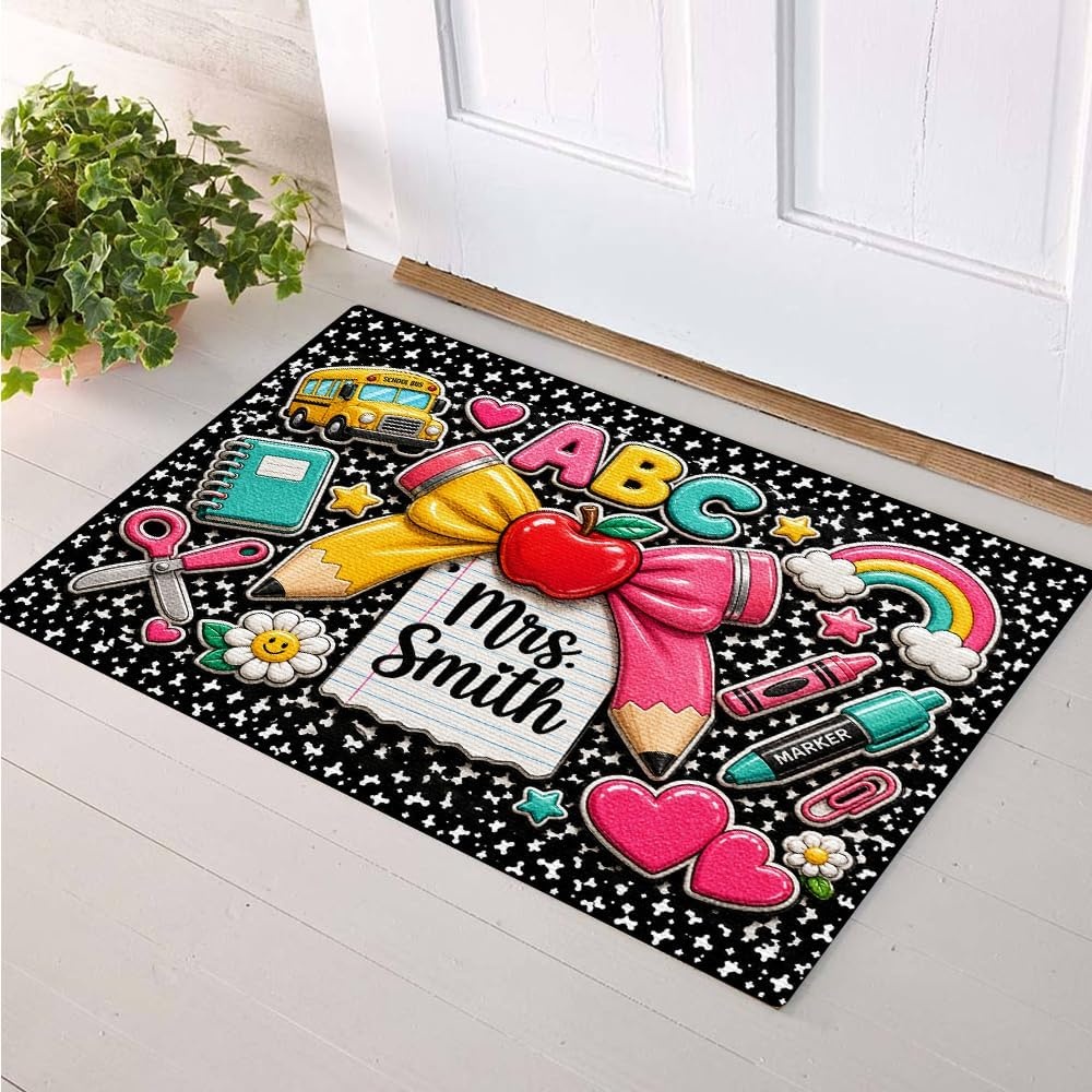 image:imagePersonalized Classroom Doormat 3D Effect Doormat for Classroom Decor Custom Notebook Floor Mat Back to School Door Mat for Preschool Elementary Teacher Gift8