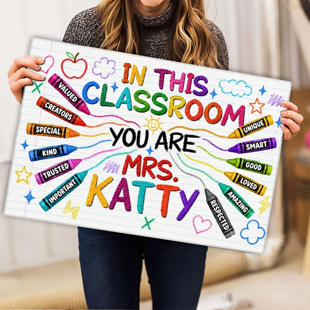 image:imagePersonalized Classroom Doormat 3D Effect Doormat for Classroom Decor Custom Notebook Floor Mat Back to School Door Mat for Preschool Elementary Teacher Gift6