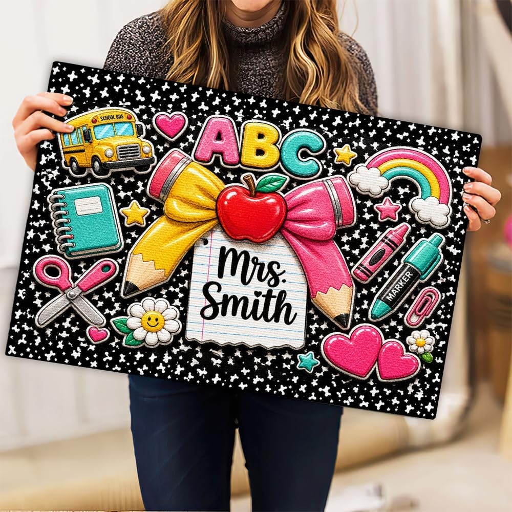image:imagePersonalized Classroom Doormat 3D Effect Doormat for Classroom Decor Custom Notebook Floor Mat Back to School Door Mat for Preschool Elementary Teacher Gift8