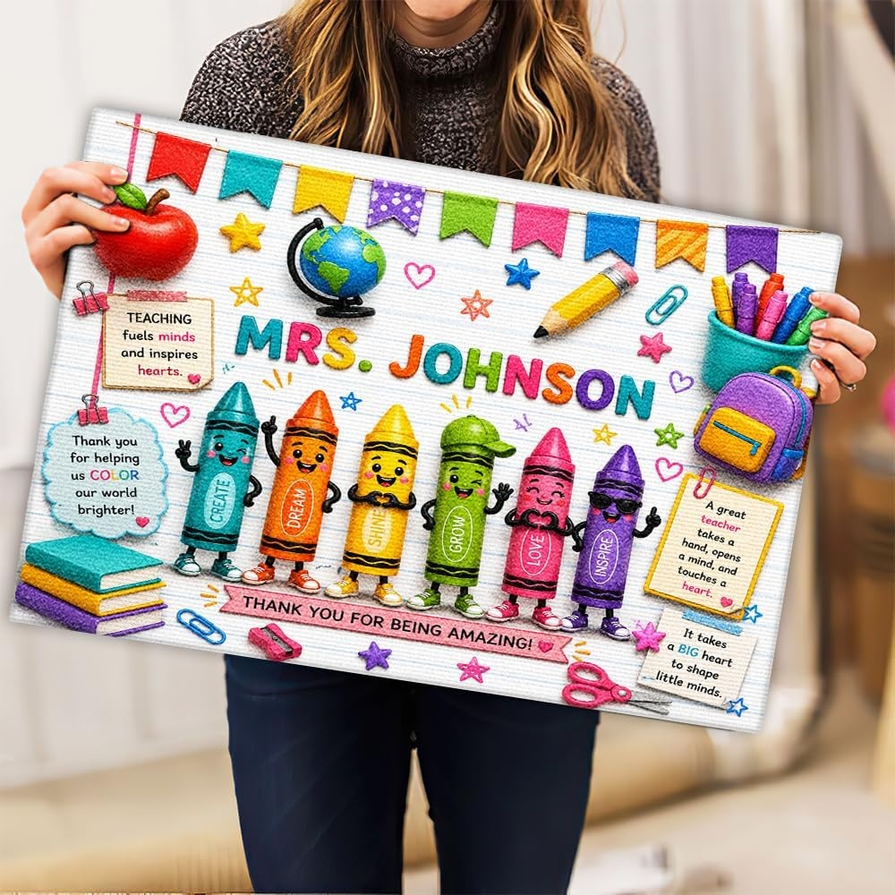 image:imagePersonalized Classroom Doormat 3D Effect Doormat for Classroom Decor Custom Notebook Floor Mat Back to School Door Mat for Preschool Elementary Teacher Gift2