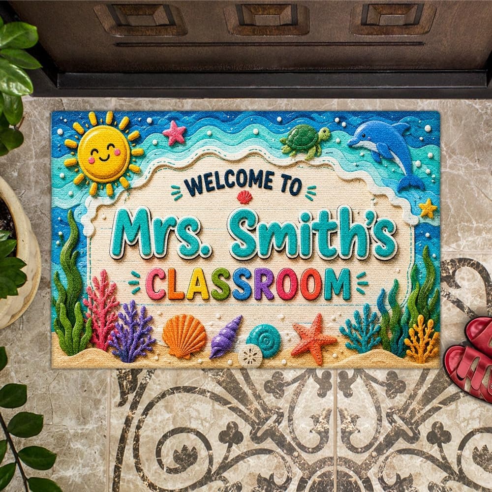 image:imagePersonalized Classroom Doormat 3D Effect Doormat for Classroom Decor Custom Notebook Floor Mat Back to School Door Mat for Preschool Elementary Teacher Gift5