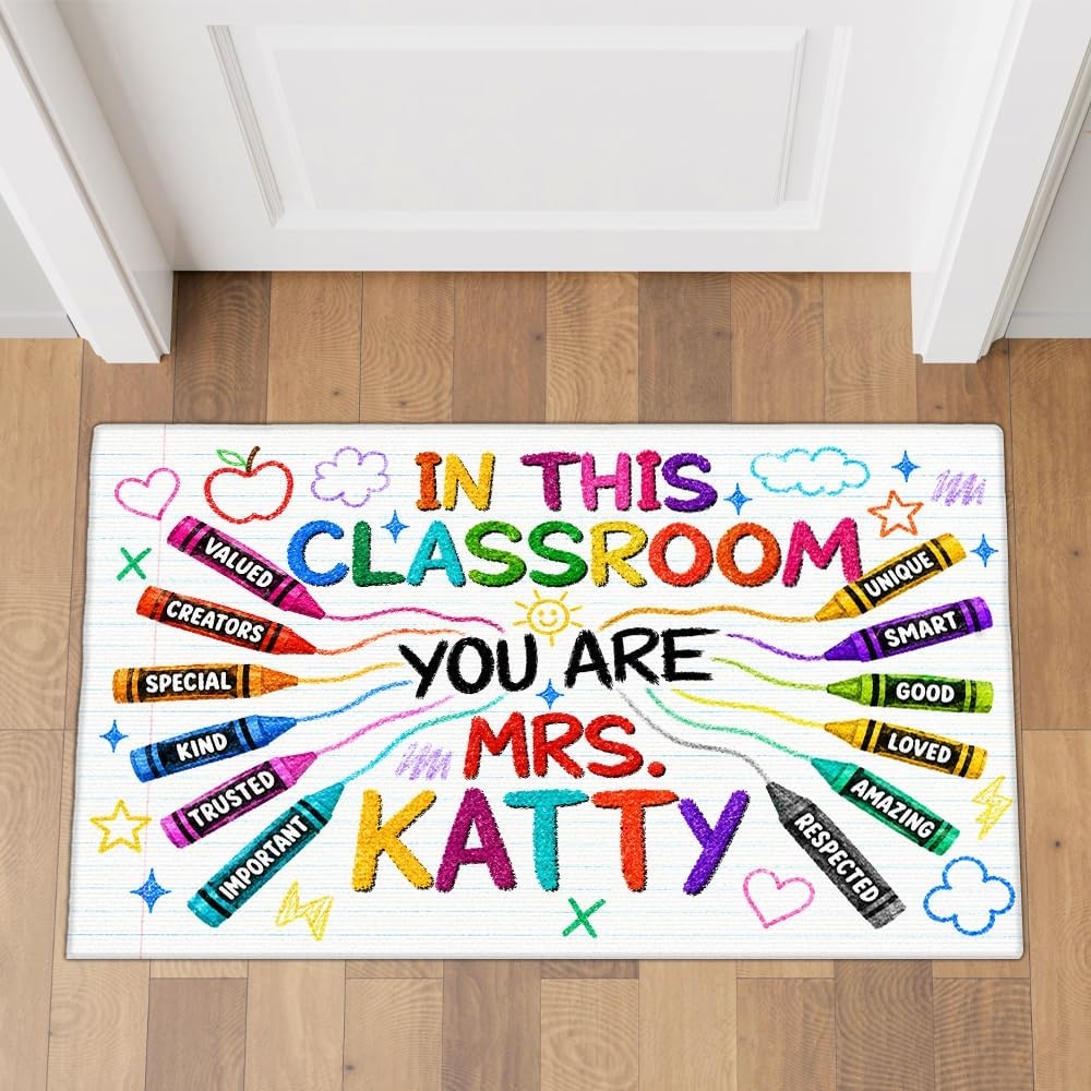 image:imagePersonalized Classroom Doormat 3D Effect Doormat for Classroom Decor Custom Notebook Floor Mat Back to School Door Mat for Preschool Elementary Teacher Gift6