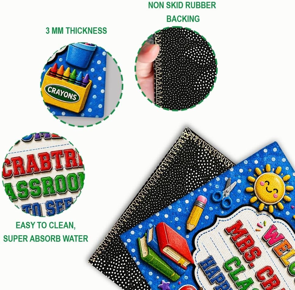 image:imagePersonalized Classroom Doormat 3D Effect Doormat for Classroom Decor Custom Notebook Floor Mat Back to School Door Mat for Preschool Elementary Teacher Gift9