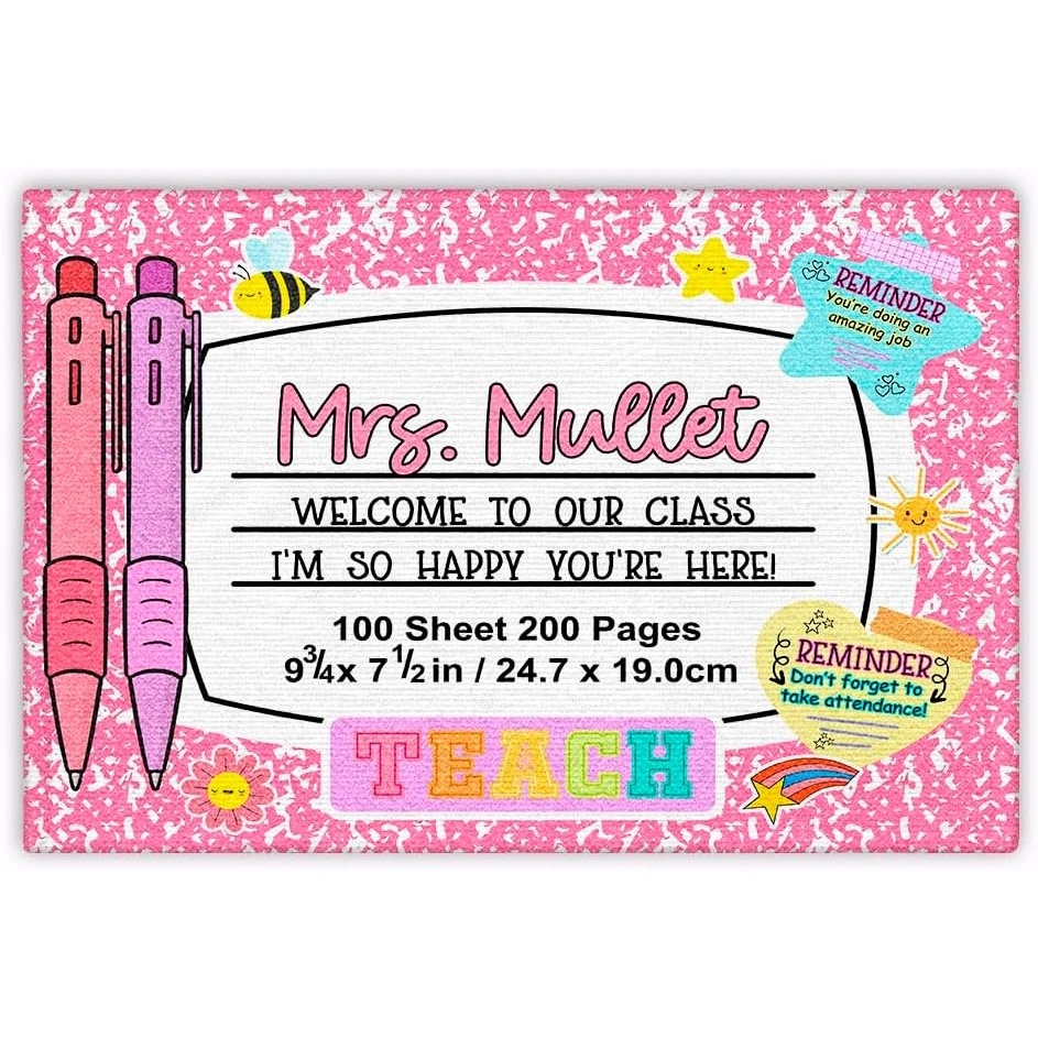 image:imageClassroom Welcome Doormat Custom Class Mat Classroom Door Mat Cute Composition Notebook Classroom Mat Doormat Clasroom Decor for Indoor Outdooor Teacher GiftsNotebookpink