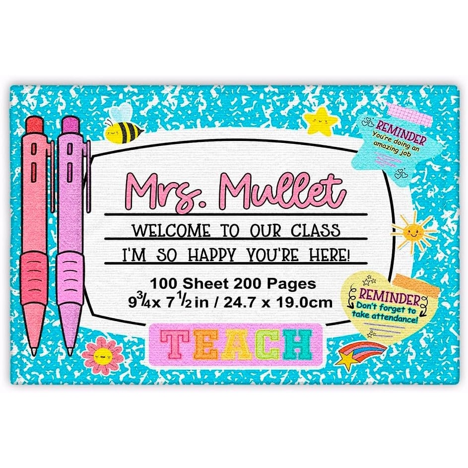 image:imageClassroom Welcome Doormat Custom Class Mat Classroom Door Mat Cute Composition Notebook Classroom Mat Doormat Clasroom Decor for Indoor Outdooor Teacher GiftsNotebookblue