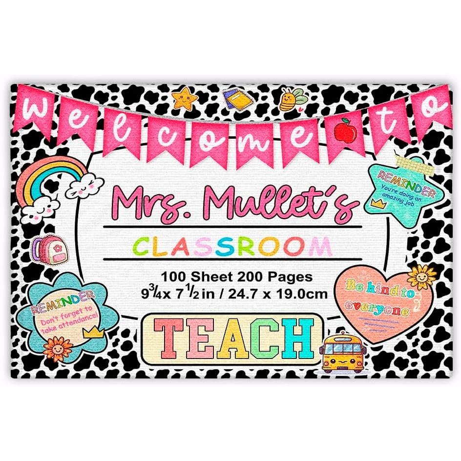 image:imageClassroom Welcome Doormat Custom Class Mat Classroom Door Mat Cute Composition Notebook Classroom Mat Doormat Clasroom Decor for Indoor Outdooor Teacher GiftsNotebookds05