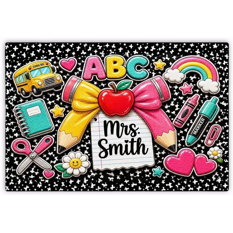 image:imagePersonalized Classroom Doormat 3D Effect Doormat for Classroom Decor Custom Notebook Floor Mat Back to School Door Mat for Preschool Elementary Teacher Gift8