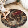 image:imageCustom 3D Effect Dragon Round Rug Personalized 3D Printed Dragon Book Lovers Library Optical Illusion Rug NonSlip Carpet for Bedroom Living Room Birthday Gifts D8D13