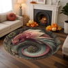 image:imageCustom 3D Effect Dragon Round Rug Personalized 3D Printed Dragon Book Lovers Library Optical Illusion Rug NonSlip Carpet for Bedroom Living Room Birthday Gifts D8D12