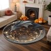 image:imageCustom 3D Effect Dragon Round Rug Personalized 3D Printed Dragon Book Lovers Library Optical Illusion Rug NonSlip Carpet for Bedroom Living Room Birthday Gifts D8D9