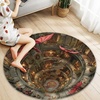 image:imageCustom 3D Effect Dragon Round Rug Personalized 3D Printed Dragon Book Lovers Library Optical Illusion Rug NonSlip Carpet for Bedroom Living Room Birthday Gifts D8D2