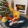 image:imageCustom 3D Effect Dragon Round Rug Personalized 3D Printed Dragon Book Lovers Library Optical Illusion Rug NonSlip Carpet for Bedroom Living Room Birthday Gifts D8D19