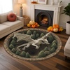 image:imageCustom 3D Effect Dragon Round Rug Personalized 3D Printed Dragon Book Lovers Library Optical Illusion Rug NonSlip Carpet for Bedroom Living Room Birthday Gifts D8D18