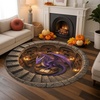 image:imageCustom 3D Effect Dragon Round Rug Personalized 3D Printed Dragon Book Lovers Library Optical Illusion Rug NonSlip Carpet for Bedroom Living Room Birthday Gifts D8D16