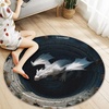 image:imageCustom 3D Effect Dragon Round Rug Personalized 3D Printed Dragon Book Lovers Library Optical Illusion Rug NonSlip Carpet for Bedroom Living Room Birthday Gifts D8D19