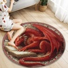 image:imageCustom 3D Effect Dragon Round Rug Personalized 3D Printed Dragon Book Lovers Library Optical Illusion Rug NonSlip Carpet for Bedroom Living Room Birthday Gifts D8D8